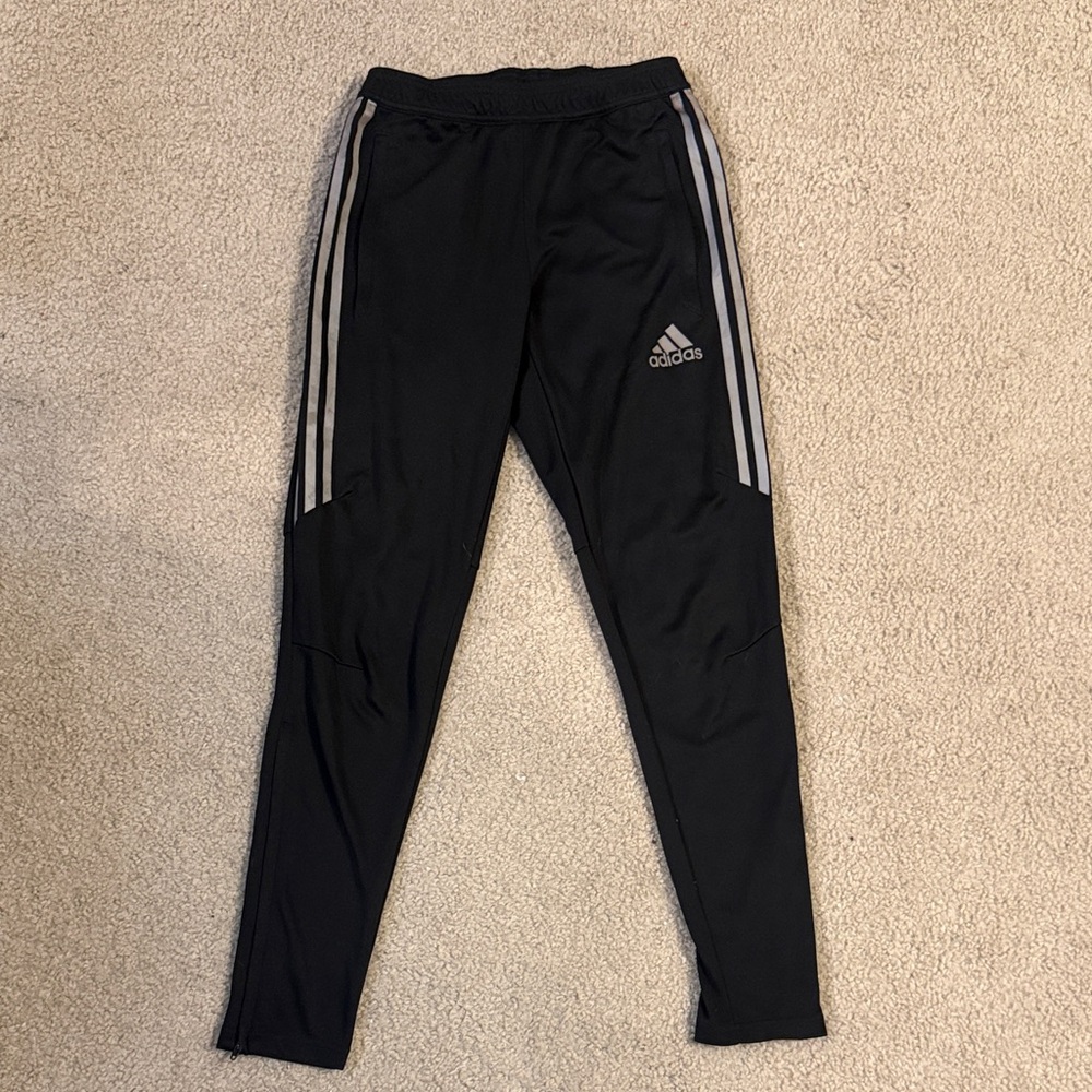 Adidas Black Joggers with Gray Stripes